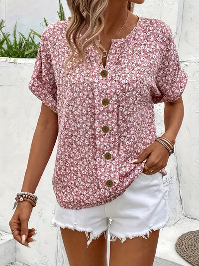 Charis Floral Print Button-Up Shirt