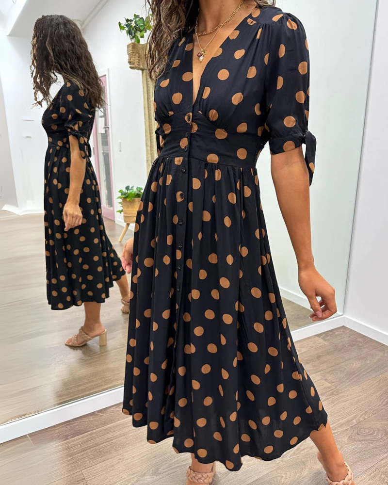 Aika | Flared Polka Dot Dress