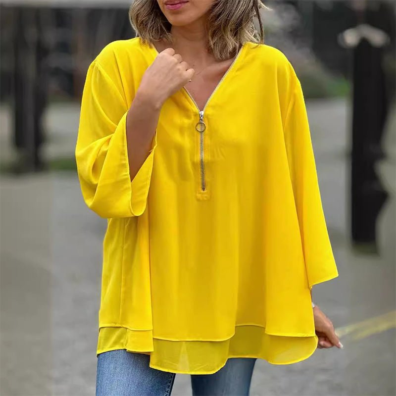 Lorelai Chiffon Zip-Up Blouse