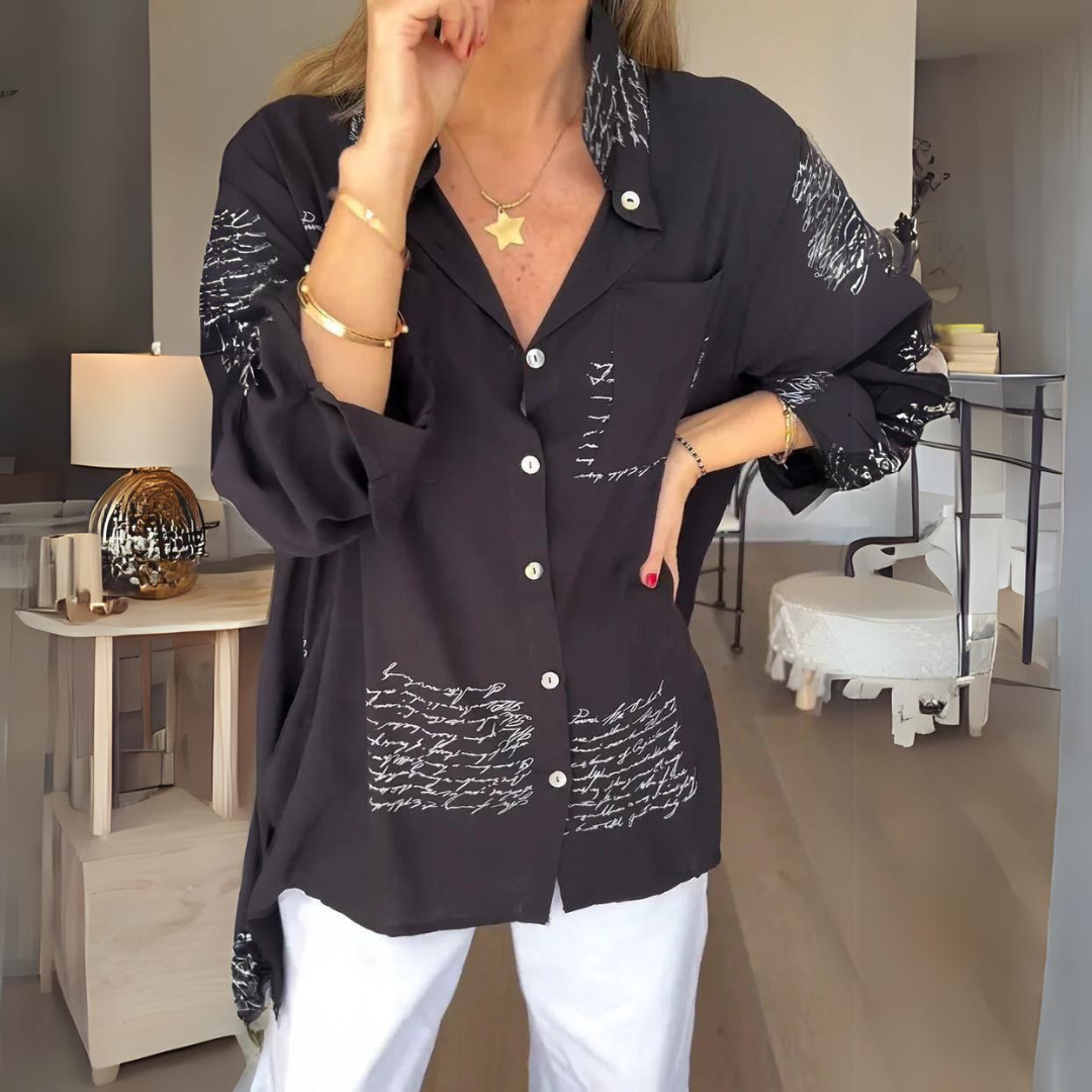 Callista Handwritten Style Button-Up Shirt