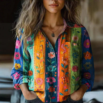 Vintage-Inspired Mira Printed Blouse