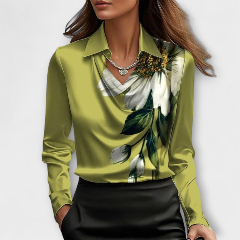 Lira Shimmering Ruffled Collar Blouse