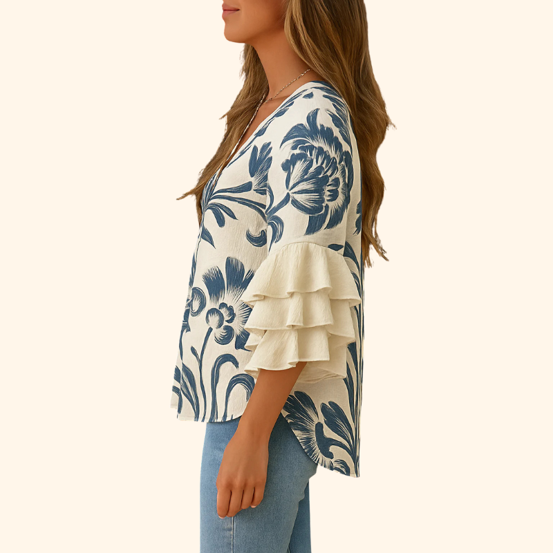 SERENA Retro Floral Pattern Top