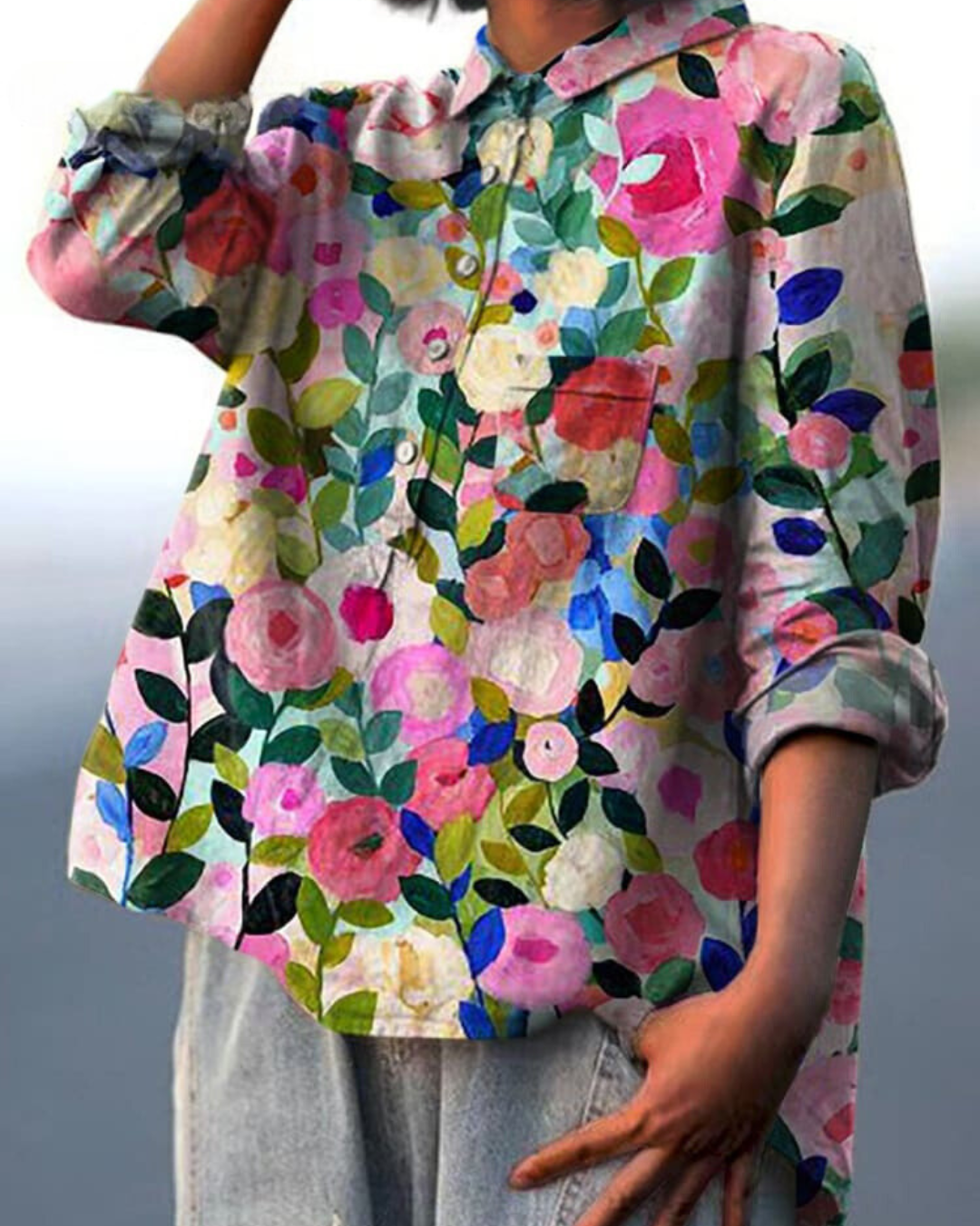 Floral Elegance Lila Blouse