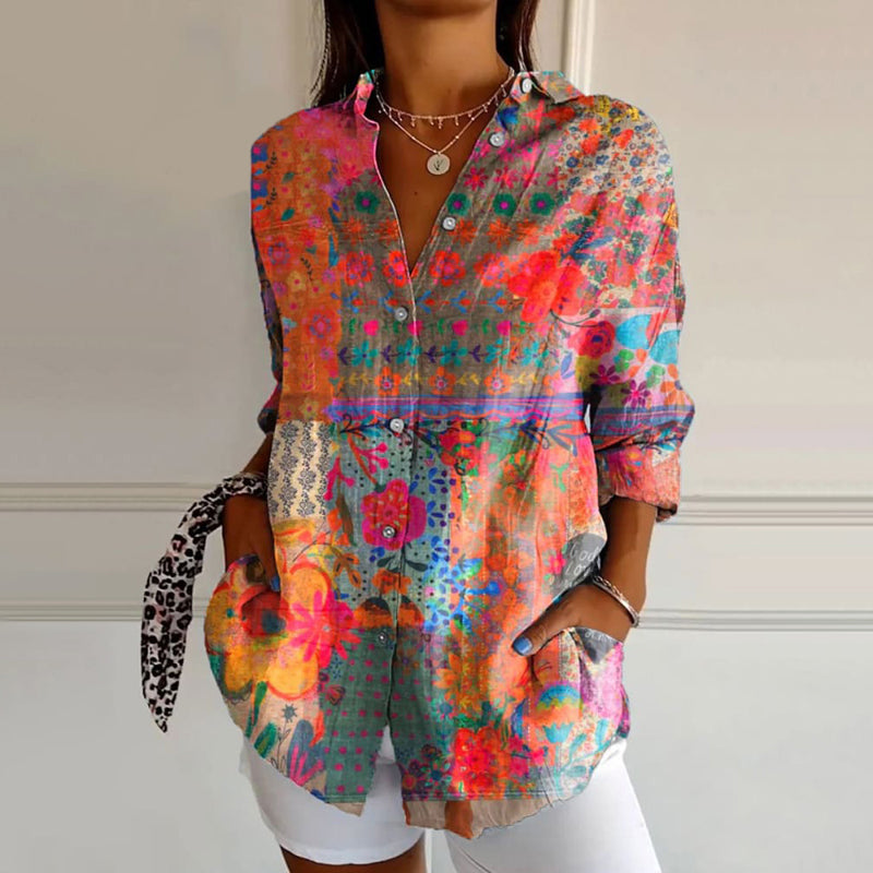 Joan Retro Floral Pattern Top