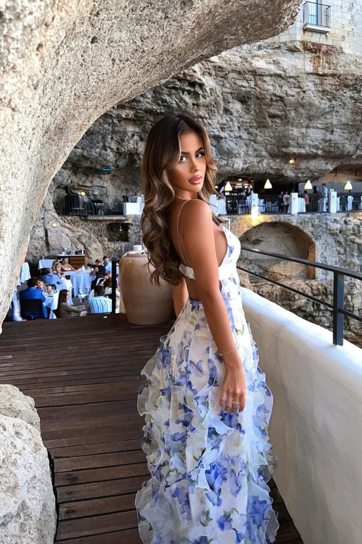 Karolina | Maxi Dress with Floral Ruffles