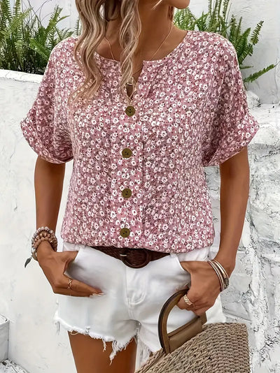 Charis Floral Print Button-Up Shirt
