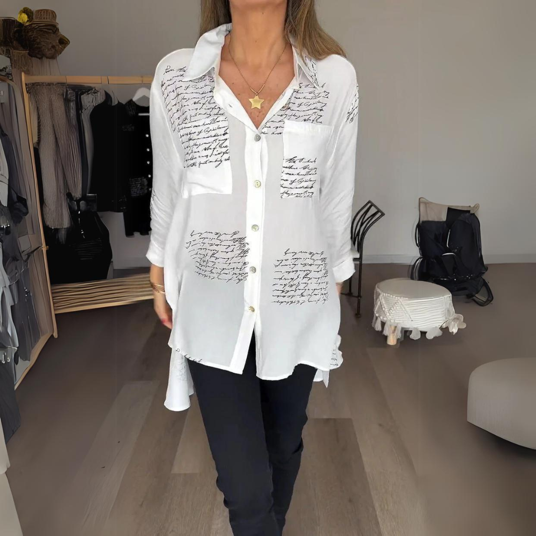 Callista Handwritten Style Button-Up Shirt