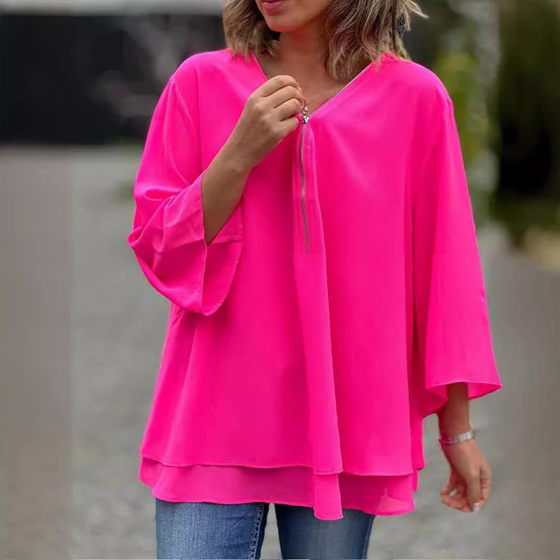 Lorelai Chiffon Zip-Up Blouse