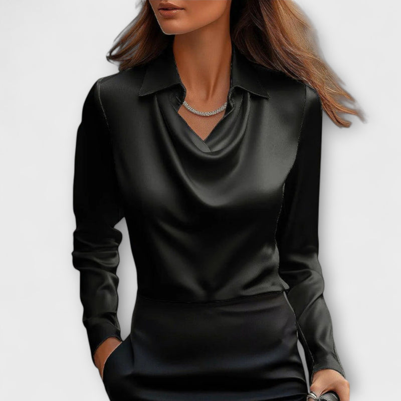 Lira Shimmering Ruffled Collar Blouse