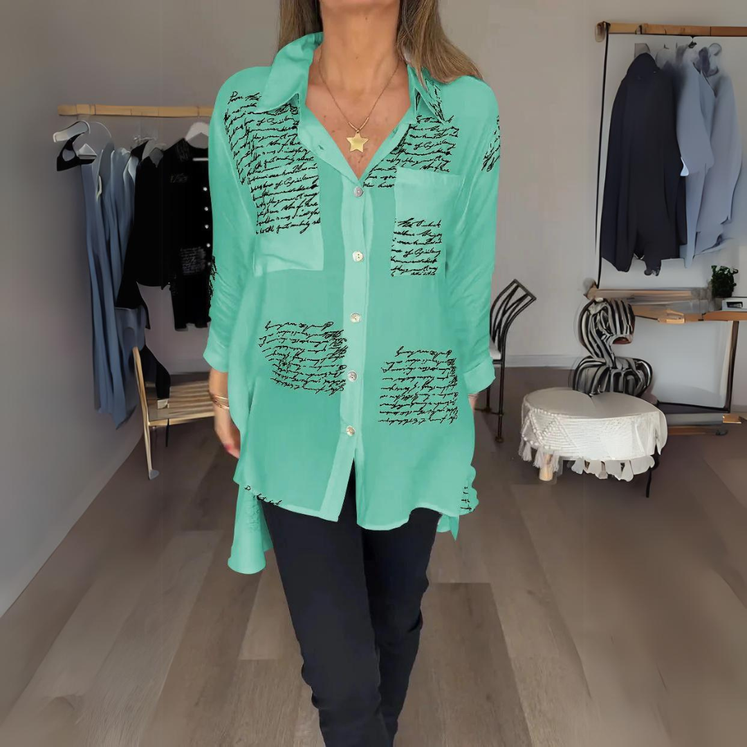 Callista Handwritten Style Button-Up Shirt