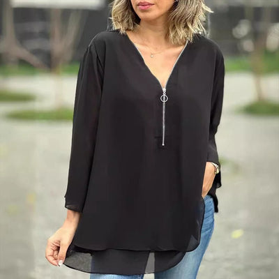 Lorelai Chiffon Zip-Up Blouse