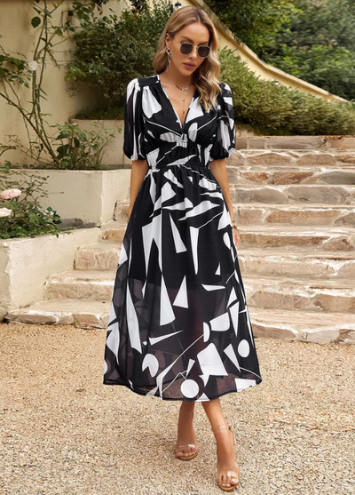 Estella | Elegant Floral Midi Dress