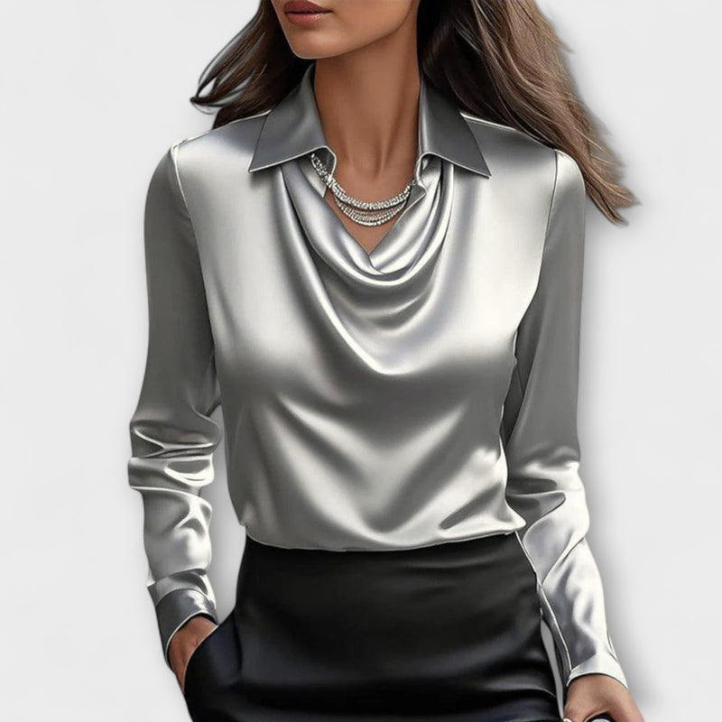 Lira Shimmering Ruffled Collar Blouse