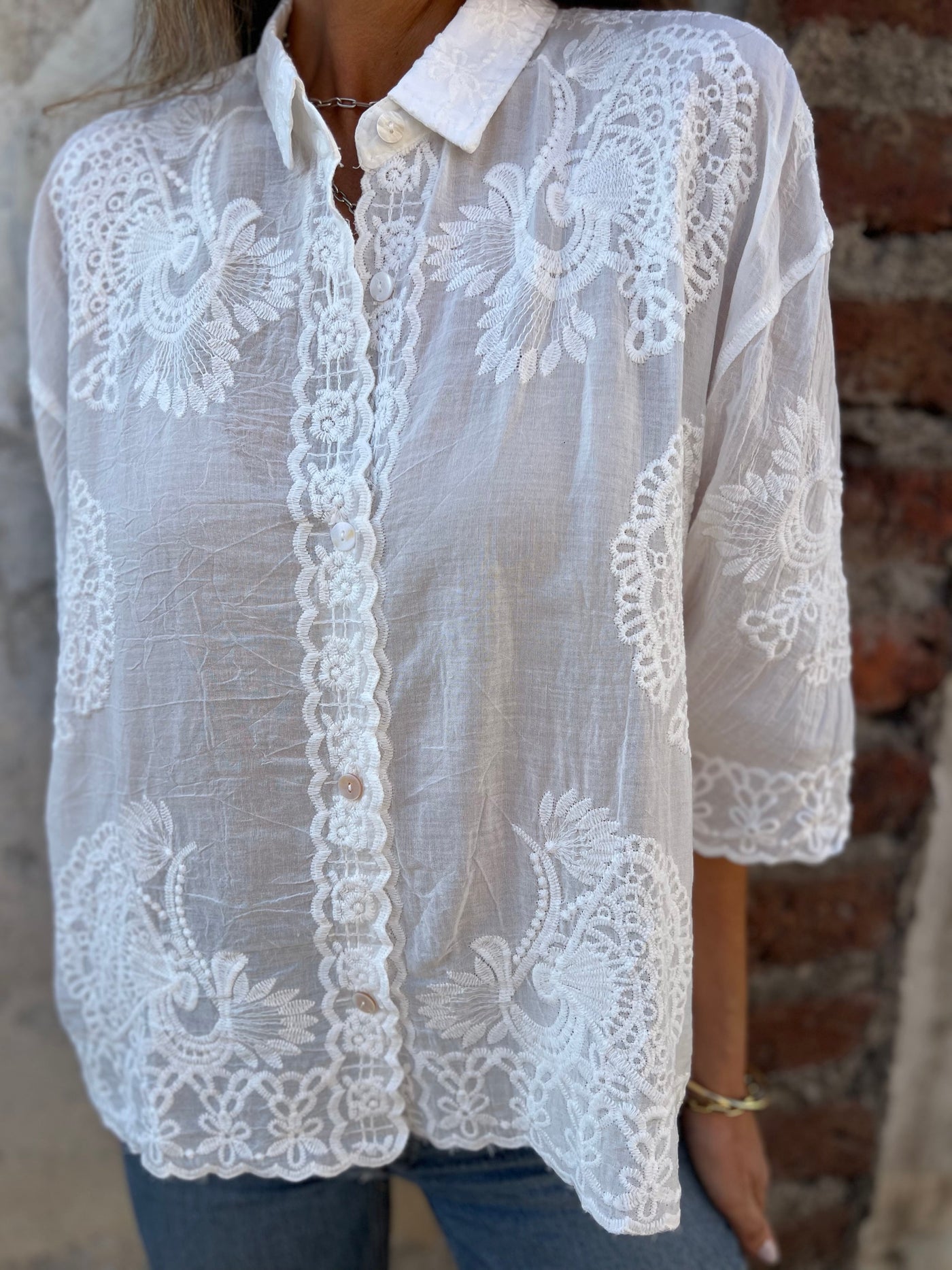 ISABELLE Elegant Lace Embroidery Top