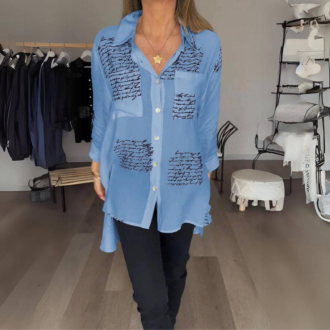 Callista Handwritten Style Button-Up Shirt