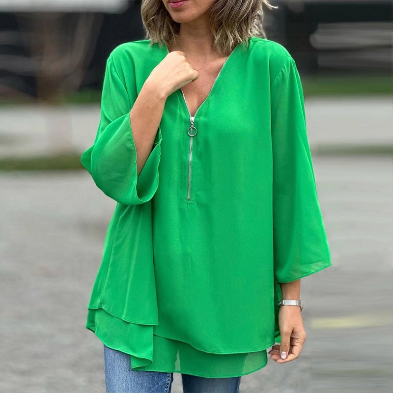 Lorelai Chiffon Zip-Up Blouse