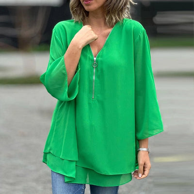 Lorelai Chiffon Zip-Up Blouse