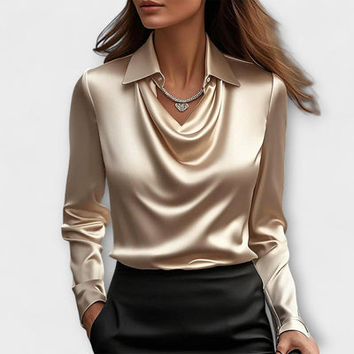 Lira Shimmering Ruffled Collar Blouse