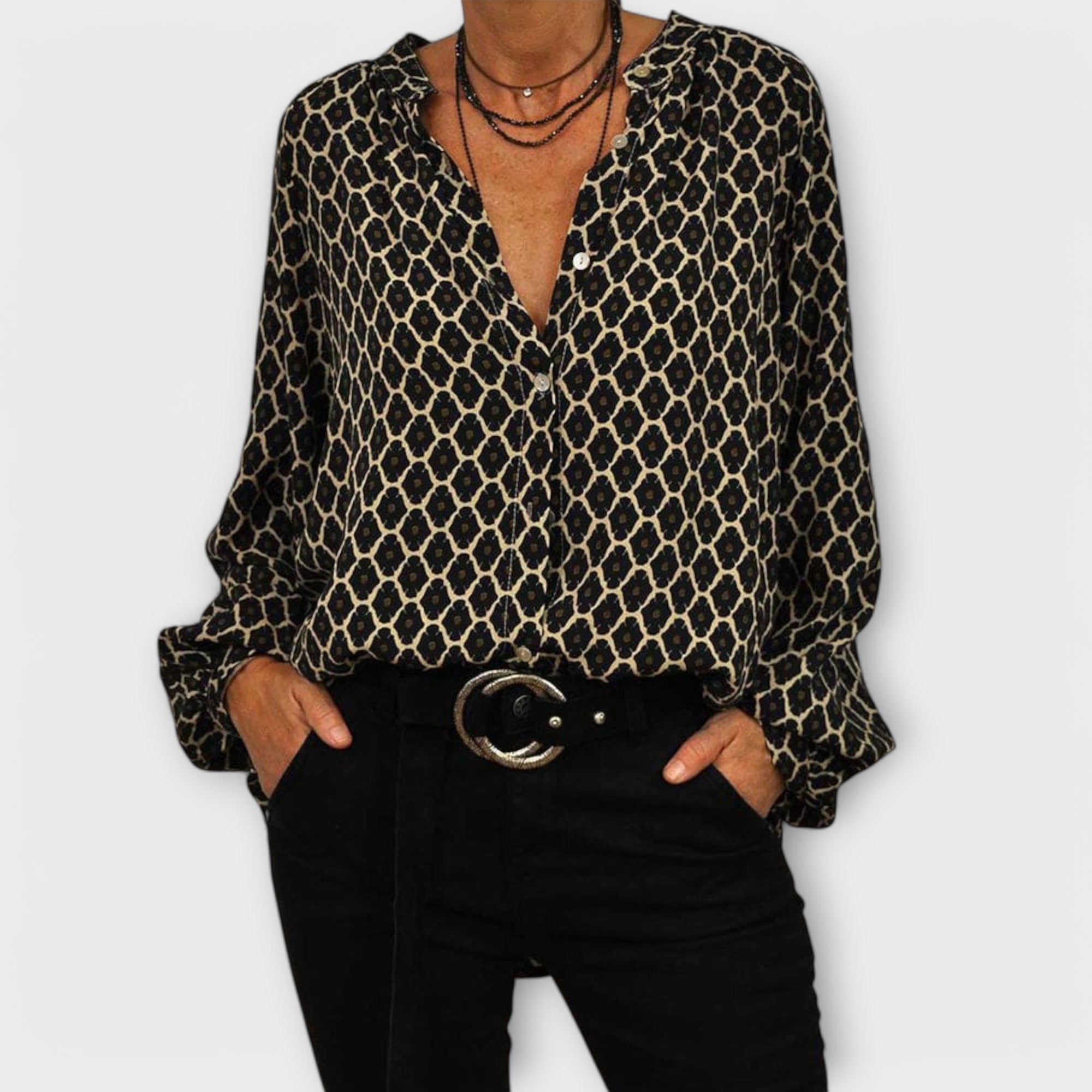 Graceful V-Neck Blouse
