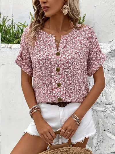 Charis Floral Print Button-Up Shirt