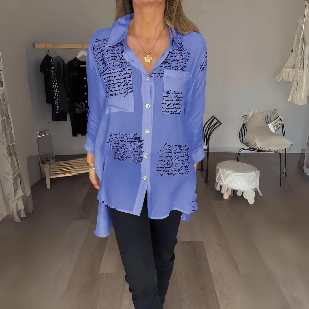 Callista Handwritten Style Button-Up Shirt