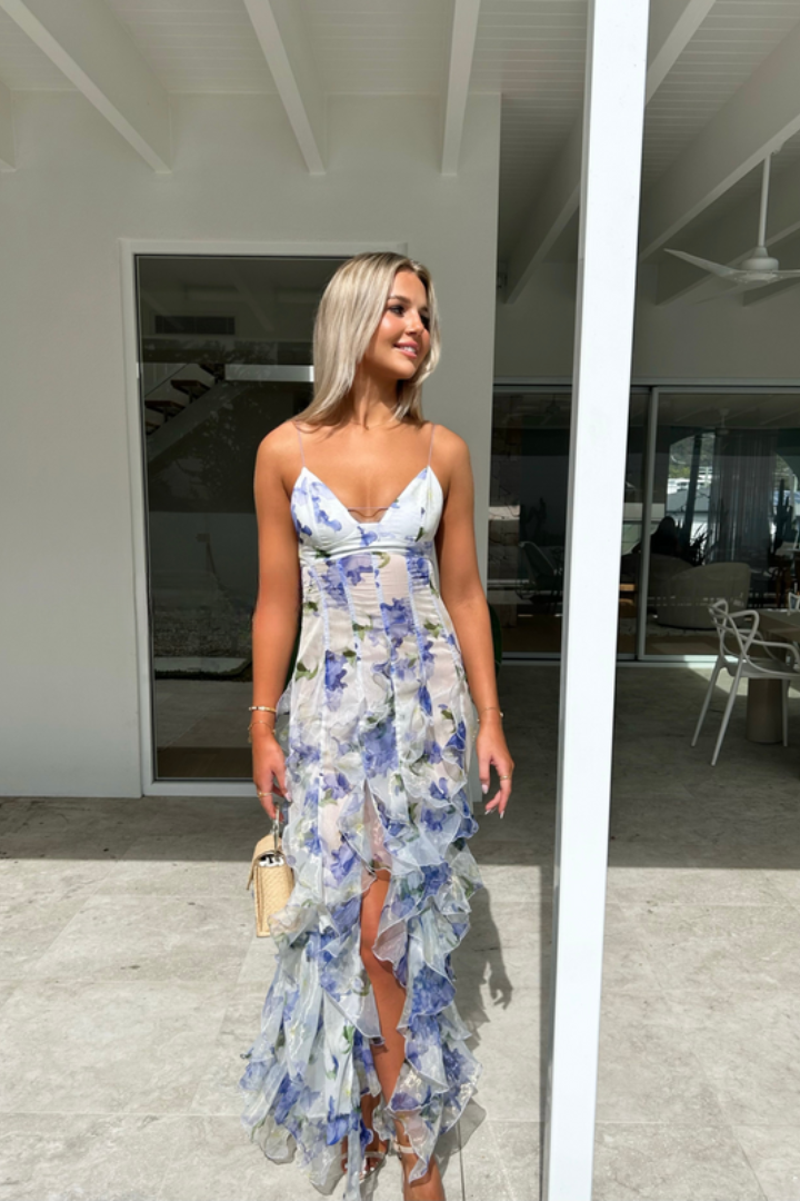 Karolina | Maxi Dress with Floral Ruffles