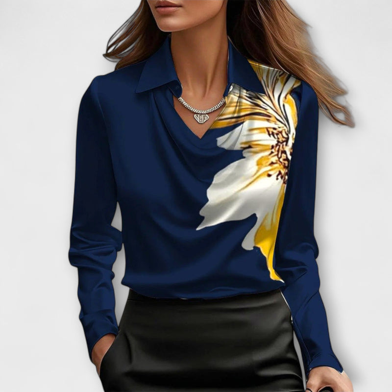 Lira Shimmering Ruffled Collar Blouse