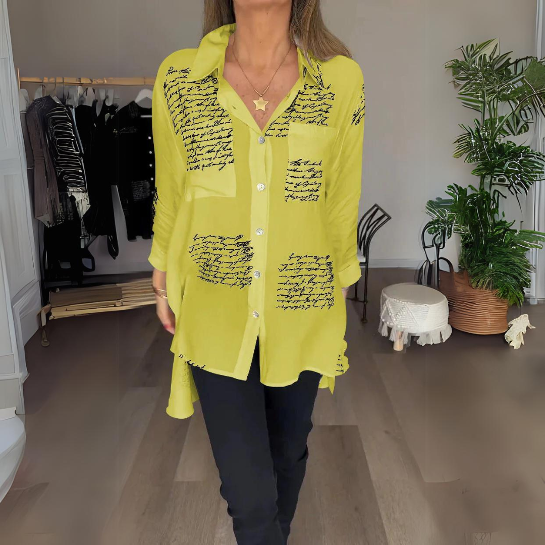 Callista Handwritten Style Button-Up Shirt