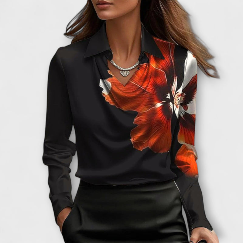 Lira Shimmering Ruffled Collar Blouse