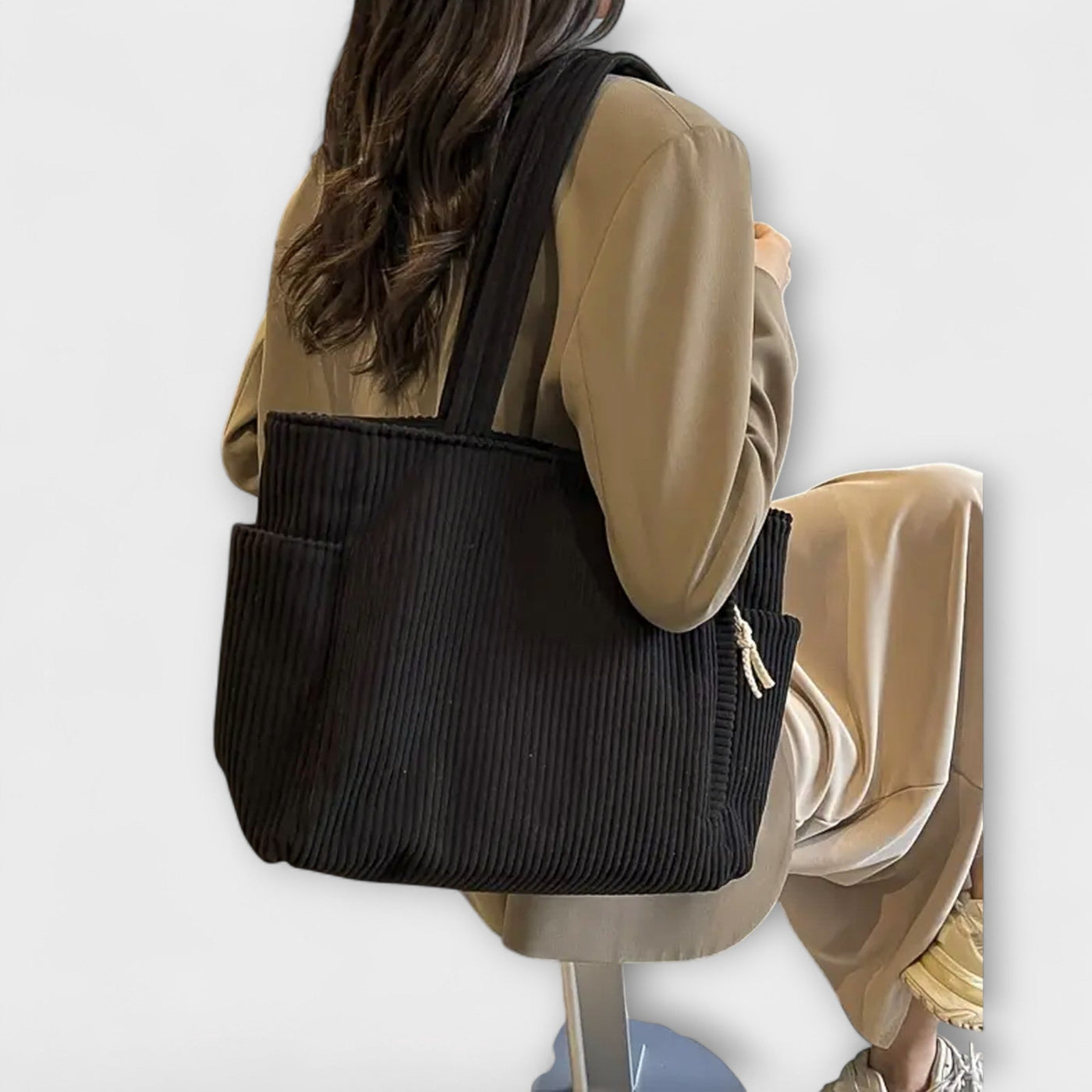 Tilda – Ribbed Tote Bag with Cord Detail