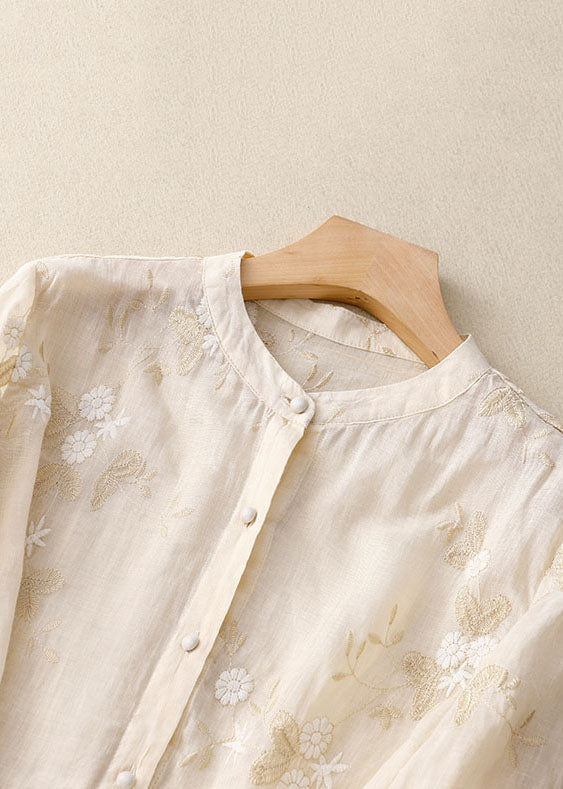 Eloise Cotton-Linen Blouse with Embroidery