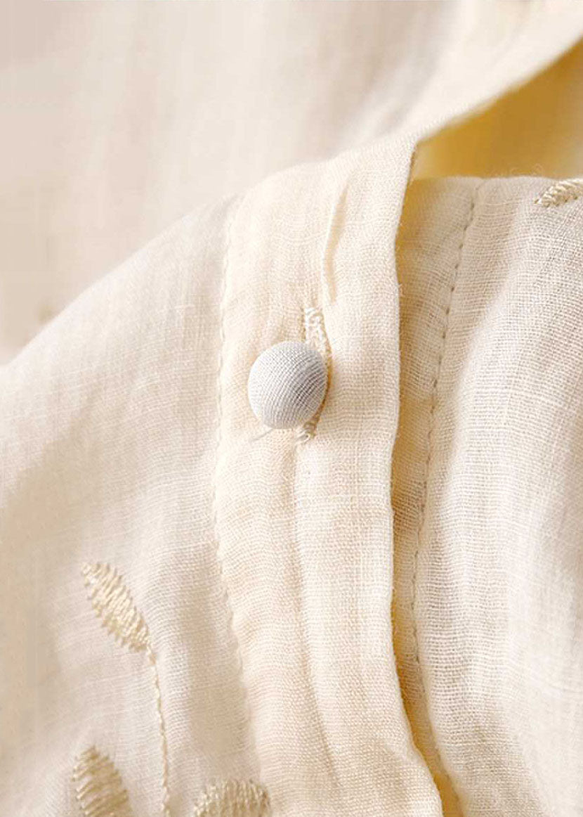 Eloise Cotton-Linen Blouse with Embroidery