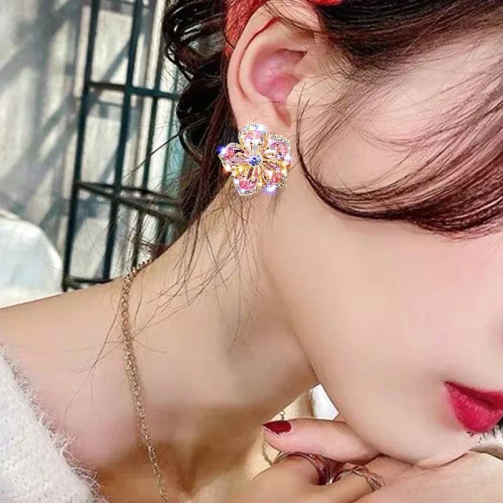 Sterling silver earrings with colourful zirconia