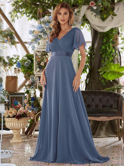 Monique | Elegant Long Bridesmaid Dress with Empire Waist