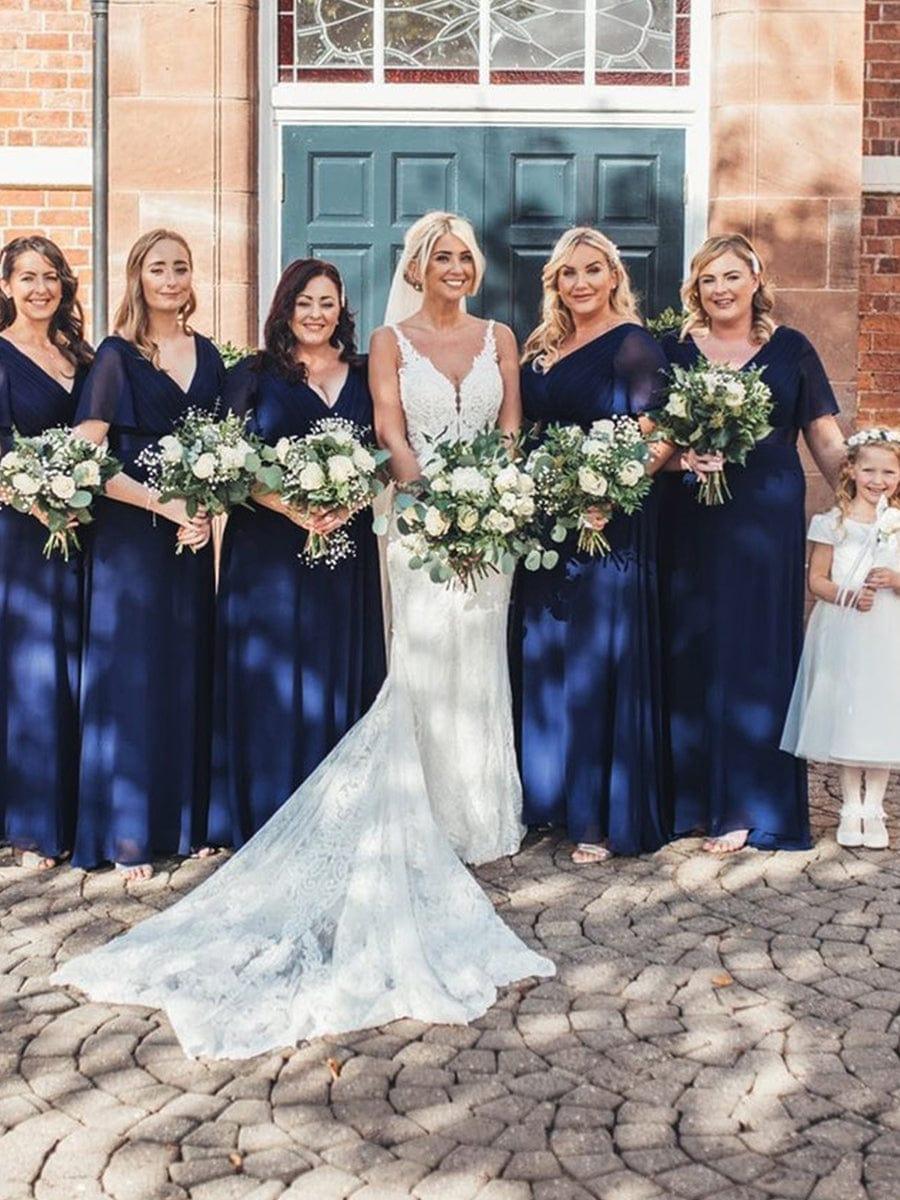 Monique | Elegant Long Bridesmaid Dress with Empire Waist