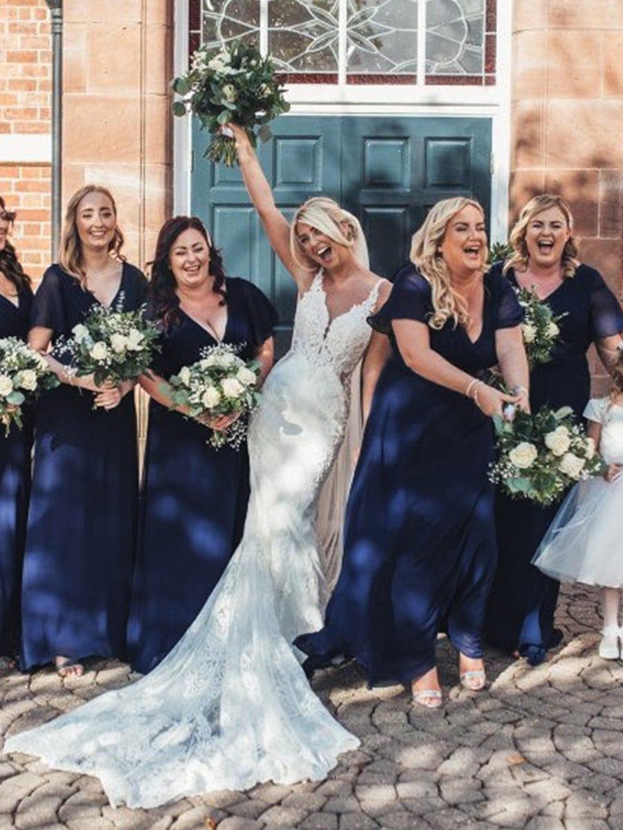 Monique | Elegant Long Bridesmaid Dress with Empire Waist