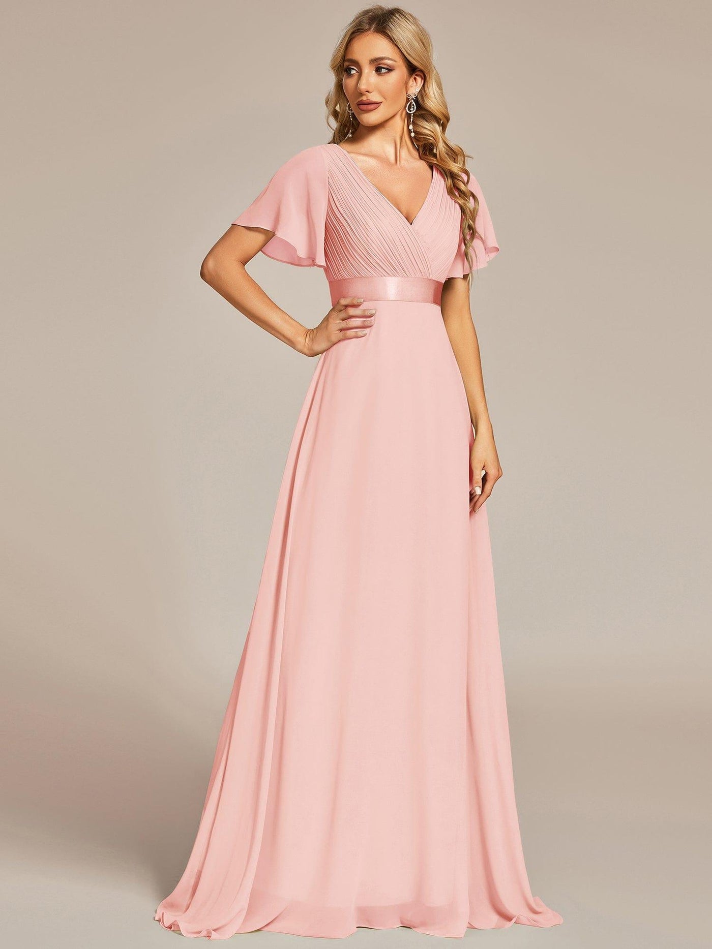 Monique | Elegant Long Bridesmaid Dress with Empire Waist