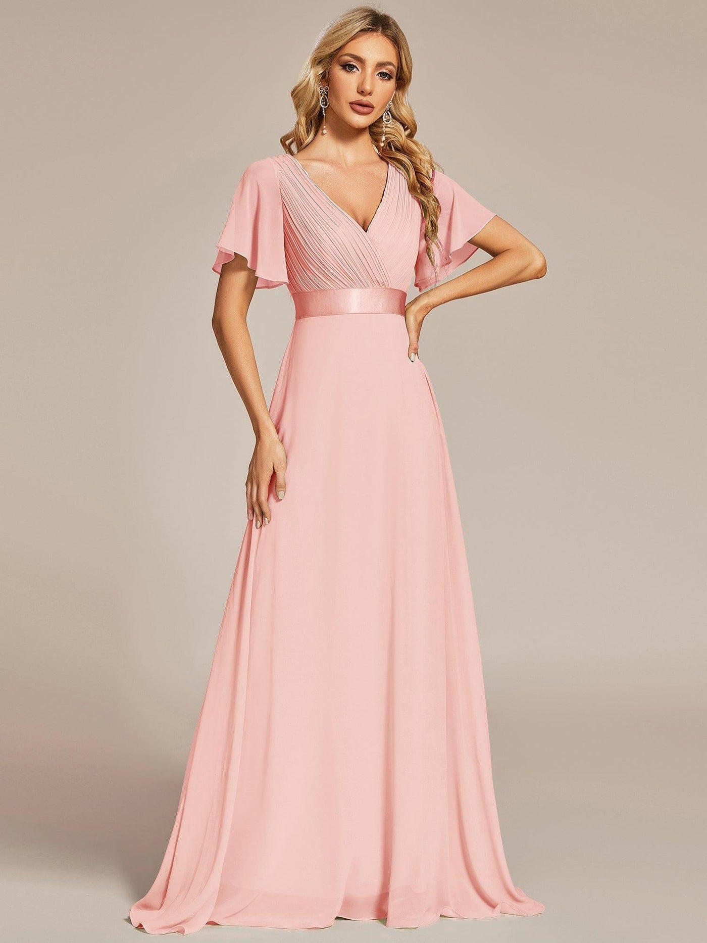Monique | Elegant Long Bridesmaid Dress with Empire Waist