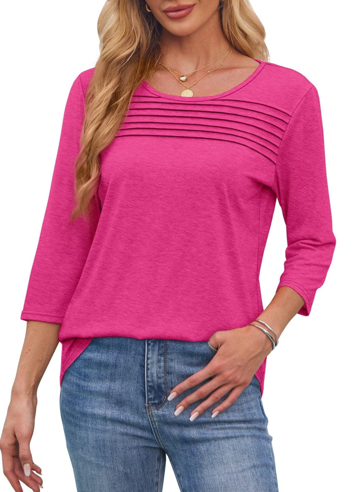 Mona 3/4 Sleeve Pleated Blouse