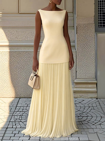 Elegant Sleeveless Pleated Maxi Dress by Lavish