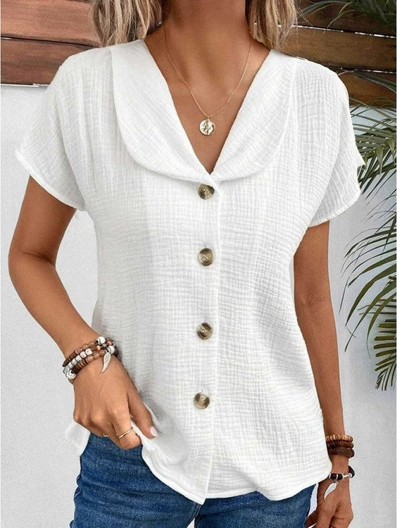 Jane Linen-Cotton Blend Blouse