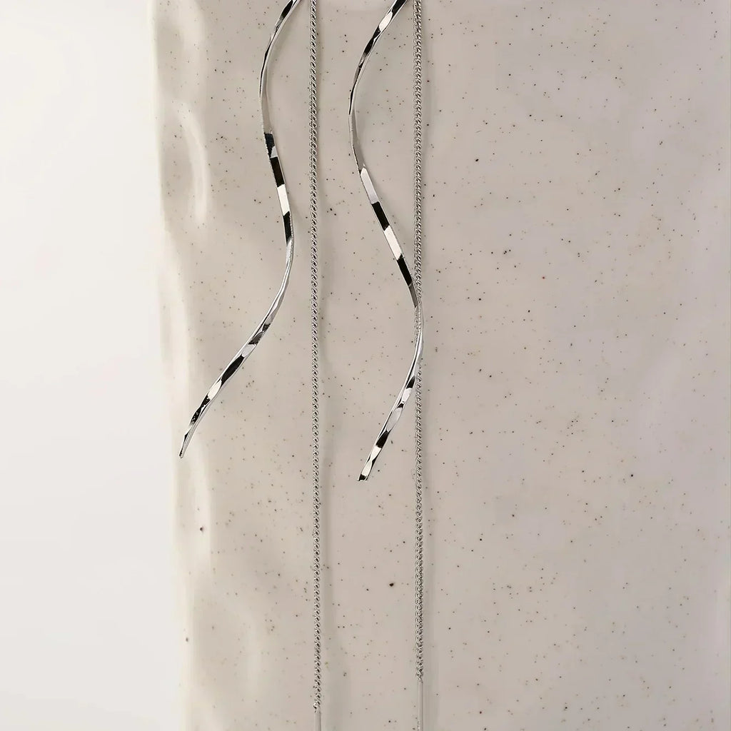 Long Earrings with Wave Design