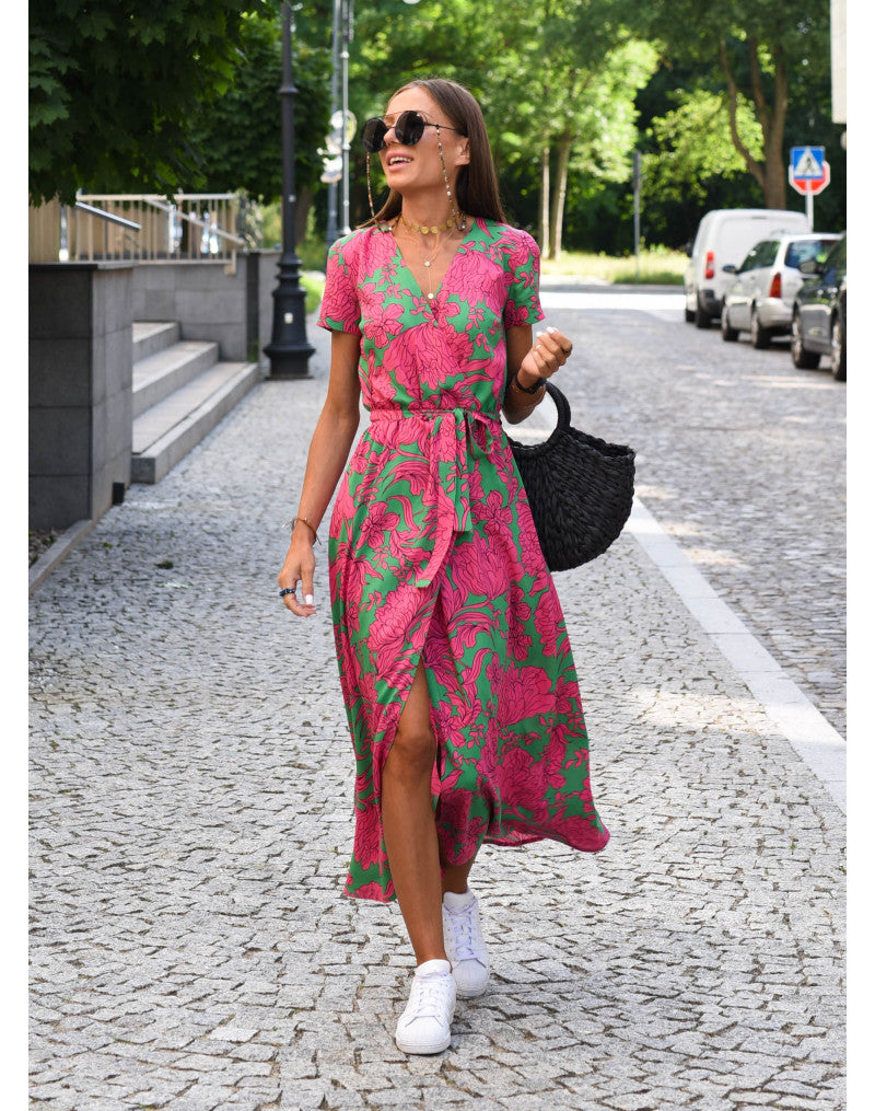 Amelia | Midi Dress with Floral Wrap Design