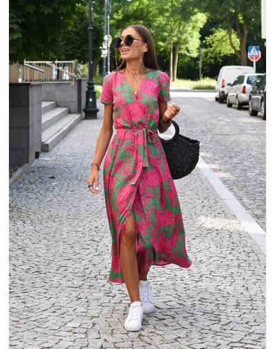 Amelia | Midi Dress with Floral Wrap Design