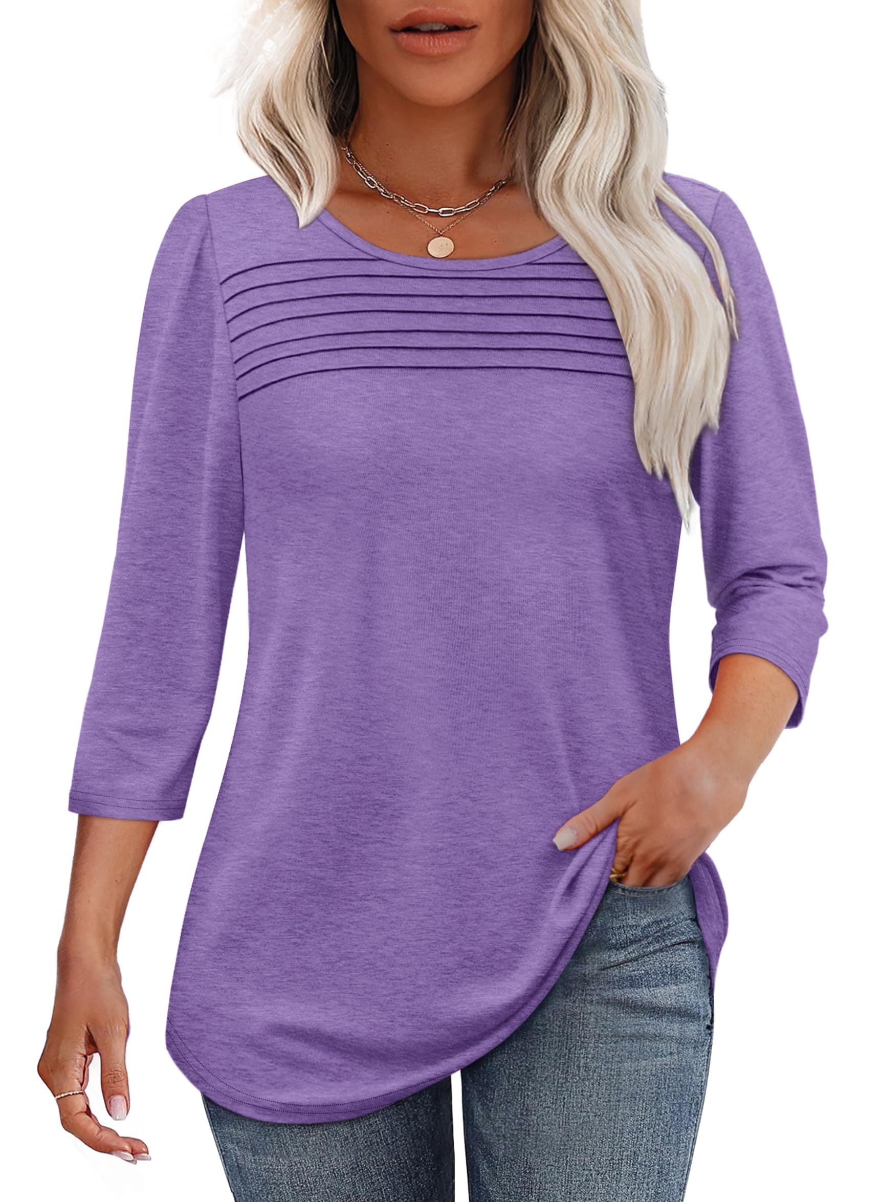 Mona 3/4 Sleeve Pleated Blouse