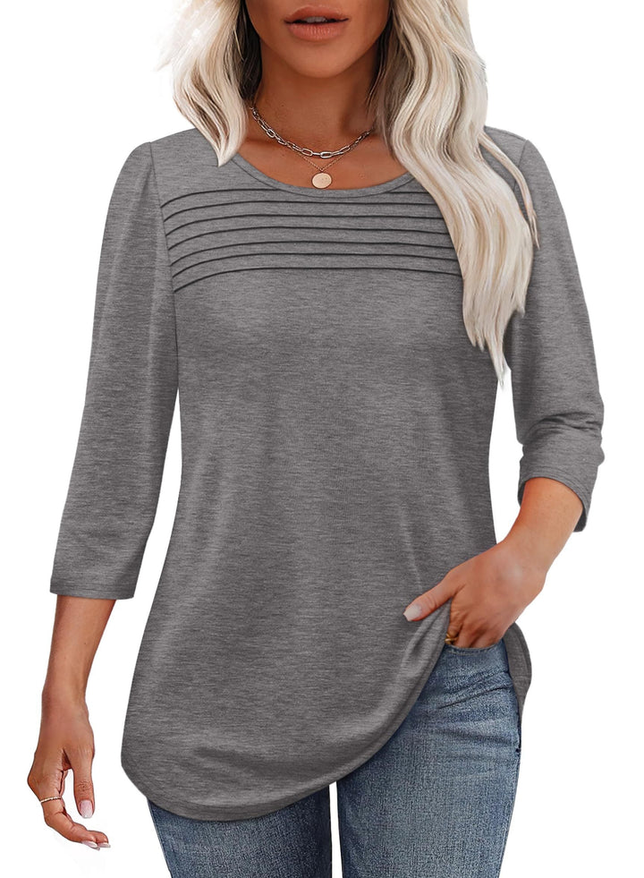 Mona 3/4 Sleeve Pleated Blouse