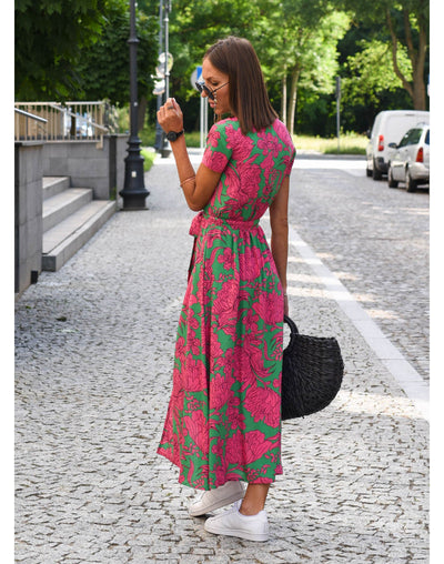 Amelia | Midi Dress with Floral Wrap Design