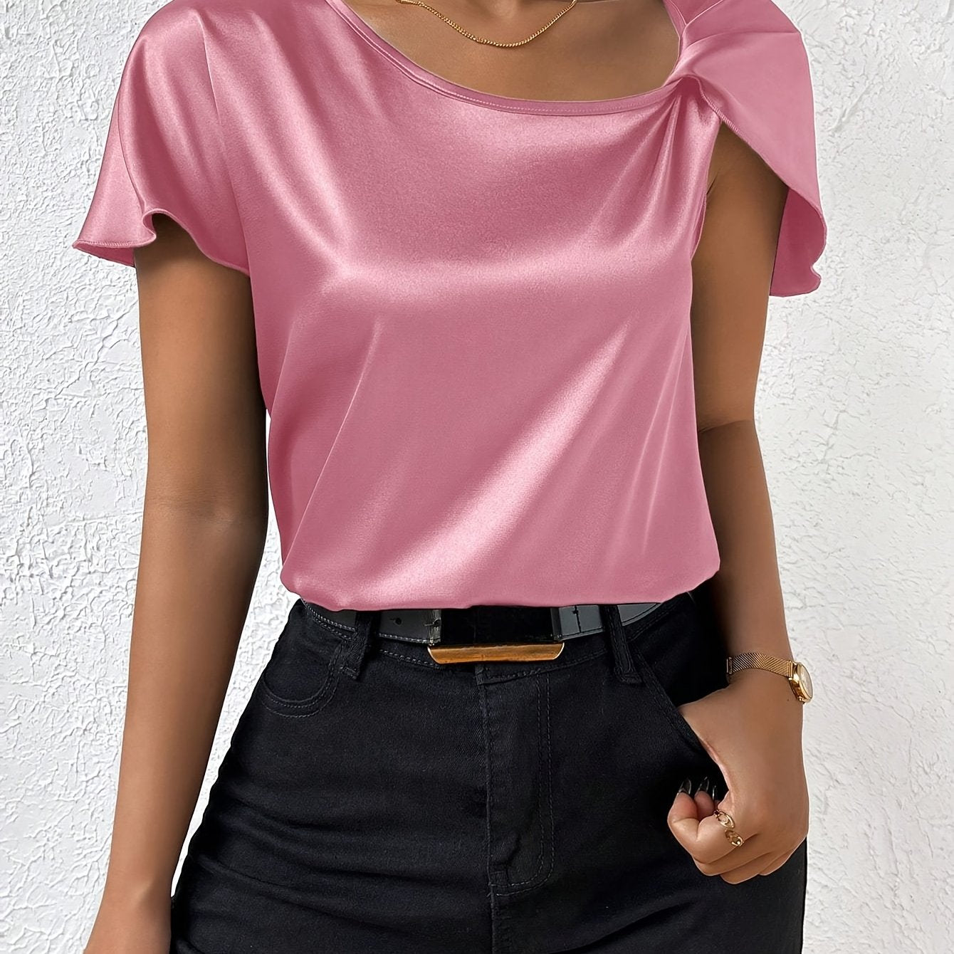 Loretta Stylish Top Featuring Distinctive Shoulder Design