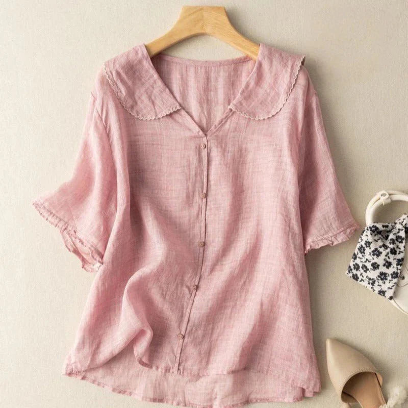 Sotiria Chic Linen Short Sleeve Top